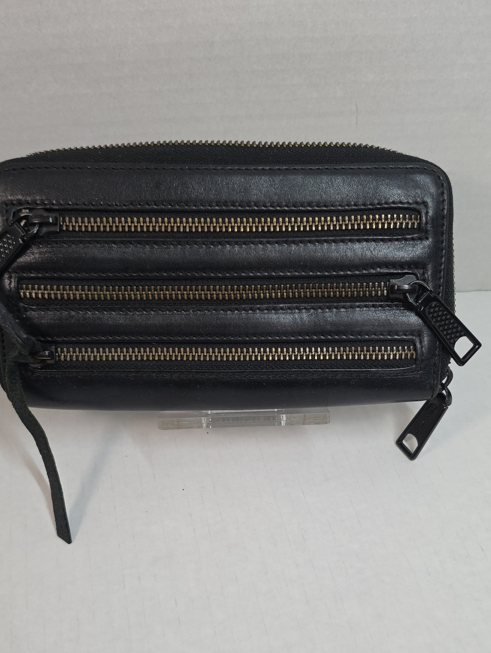 Rebecca Minkoff Black Leather Zip-Front Womens Wallet